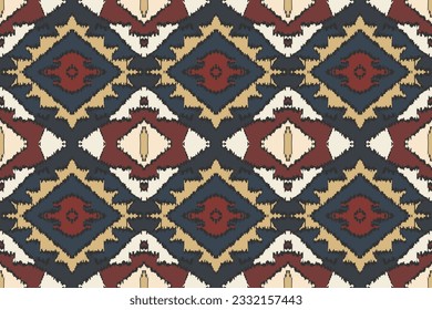 Ikat Floral Paisley Embroidery Background. Ikat Print Geometric Ethnic Oriental Pattern traditional.aztec Style Abstract Vector illustration.design for Texture,fabric,clothing,wrapping,sarong.