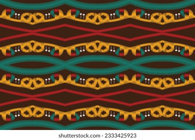 Ikat Floral Paisley Embroidery Background. Ikat Stripe Geometric Ethnic Oriental Pattern traditional.aztec Style Abstract Vector illustration.design for Texture,fabric,clothing,wrapping,sarong.