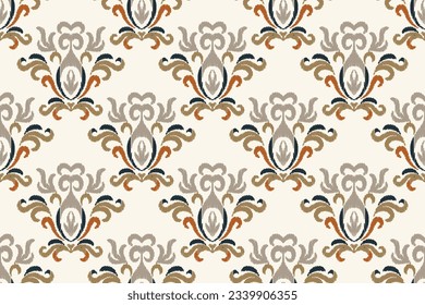 Ikat Floral Paisley Embroidery Background. Ikat Texture Geometric Ethnic Oriental Pattern traditional.aztec Style Abstract Vector illustration.design for Texture,fabric,clothing,wrapping,sarong.