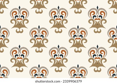 Ikat Floral Paisley Embroidery Background. Ikat Prints Geometric Ethnic Oriental Pattern Traditional. Ikat Aztec Style Abstract Design for Print Texture,fabric,saree,sari,carpet.