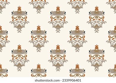 Ikat Floral Paisley Embroidery Background. Ikat Flowers Geometric Ethnic Oriental Pattern Traditional. Ikat Aztec Style Abstract Design for Print Texture,fabric,saree,sari,carpet.