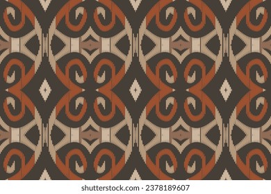 Ikat Floral Paisley Embroidery Background. Ikat Triangle Geometric Ethnic Oriental Pattern traditional.aztec Style Abstract Vector illustration.design for Texture,fabric,clothing,wrapping,sarong.