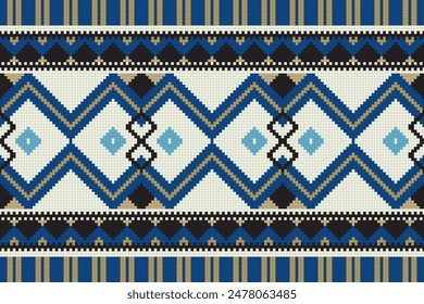Ikat Floral Paisley Embroidery Background. Ikat Vector Geometric Ethnic Oriental Pattern Traditional. Ikat Aztec Style Abstract Design for Print Texture,fabric,saree,sari,carpet.