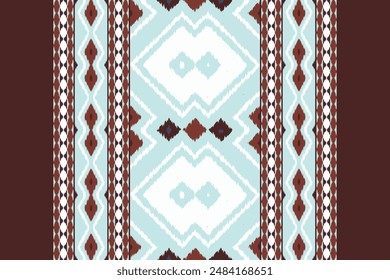 Ikat Floral Paisley Embroidery Background. Ikat Damask Geometric Ethnic Oriental Pattern traditional.aztec Style Abstract Vector illustration.design for Texture,fabric,clothing,wrapping,sarong.