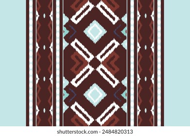 Ikat Floral Paisley Embroidery Background. Ikat Floral Geometric Ethnic Oriental Pattern traditional.aztec Style Abstract Vector illustration.design for Texture,fabric,clothing,wrapping,sarong.