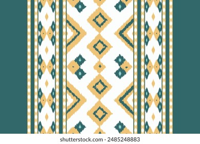 Ikat Floral Paisley Embroidery Background. Ikat Seamless Pattern Geometric Ethnic Oriental Pattern Traditional. Ikat Aztec Style Abstract Design for Print Texture,fabric,saree,sari,carpet.