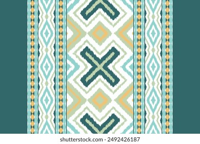 Ikat Floral Paisley Embroidery Background. Ikat Triangle Geometric Ethnic Oriental Pattern Traditional. Ikat Aztec Style Abstract Design for Print Texture,fabric,saree,sari,carpet.