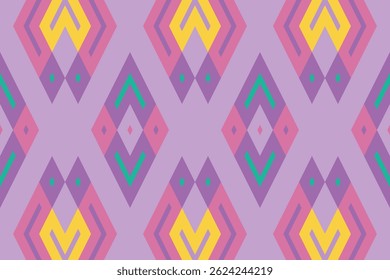 Ikat Floral Paisley Embroidery Background. Ikat Vector Geometric Ethnic Oriental Pattern traditional.aztec Style Abstract Vector illustration.design for Texture,fabric,clothing,wrapping,sarong.