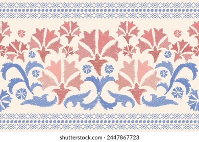 Ikat floral paisley bordado background.Ikat étnico oriental patrón tradicional.Vector abstracto de estilo azteca. diseño para textura, tela, ropa, envoltura, decoración, sarong, bufanda