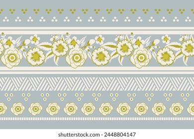 Ikat floral paisley embroidery background.Ikat ethnic oriental pattern traditional.Aztec-style abstract vector. design for texture, fabric, clothing, wrapping, decoration, sarong, scarf