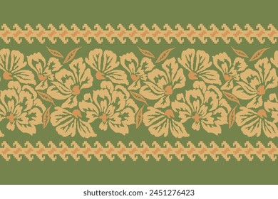 Ikat floral paisley embroidery background.Ikat ethnic oriental pattern traditional.Aztec-style abstract vector. design for texture, fabric, clothing, wrapping, decoration, sarong, scarf