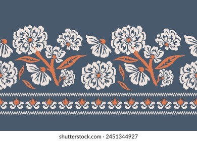 Ikat floral paisley bordado background.Ikat étnico oriental patrón tradicional.Vector abstracto de estilo azteca. diseño para textura, tela, ropa, envoltura, decoración, sarong, bufanda