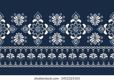 Ikat floral paisley embroidery background.Ikat ethnic oriental pattern traditional.Aztec-style abstract vector. design for texture, fabric, clothing, wrapping, decoration, sarong, scarf