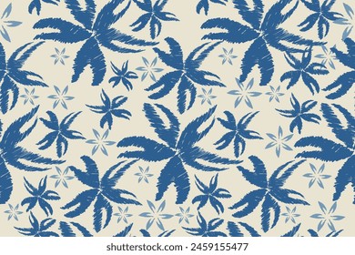 Ikat floral paisley embroidery background.Ikat ethnic oriental pattern traditional.Aztec-style abstract vector. design for texture, fabric, clothing, wrapping, decoration, sarong, scarf