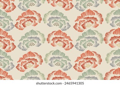 Ikat floral paisley embroidery background.Ikat ethnic oriental pattern traditional.Aztec-style abstract vector. design for texture, fabric, clothing, wrapping, decoration, sarong, scarf