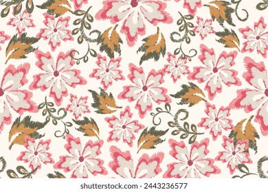 Ikat floral paisley embroidery. Ikat ethnic oriental seamless pattern is traditional. Aztec-style abstract. design for texture, fabric, clothing, wrapping, wallpaper