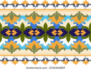 Ikat bordado floral paisley patrón tradicional étnico Geométrico patrón floral étnico Diseño de bordado de seda tailandés para el hogar decorativo almohada de cortina de alfombra patrón geométrico azul 