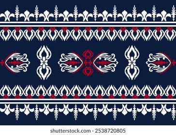 Ikat bordado floral paisley patrón tradicional étnico Geométrico patrón floral étnico 
Diseño de bordado de seda tailandés para el hogar decorativo alfombra cortina almohada azul patrón geométrico 