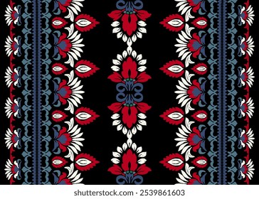 Ikat bordado floral paisley patrón tradicional étnico Geométrico patrón floral étnico 
Diseño de bordado de seda tailandés para el hogar decorativo alfombra cortina almohada azul patrón geométrico 