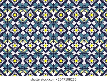 Ikat floral paisley embroidery ethnic traditional pattern 
Motif ethnic handmade beautiful Ikat art. 
Ikat ethnic tribal, boho colors seamless wallpaper.
Ethnic Ikat abstract background art.