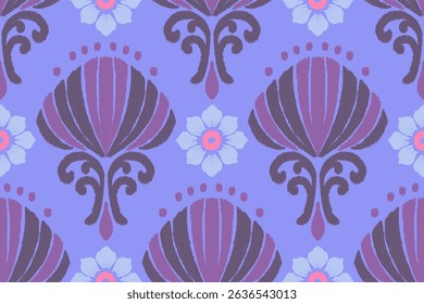Ikat floral paisley embroidery ethnic traditional pattern Geometric ethnic floral pattern Thai silk embroidery design for decorative home carpet curtain pillow blue geometric pattern 