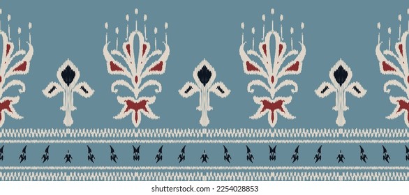 Ikat floral paisley embroidery. Ikkat background.geometric ethnic oriental pattern traditional. Ikat Aztec style abstract vector illustration.design for texture,fabric,decoration,carpet,saree,sari