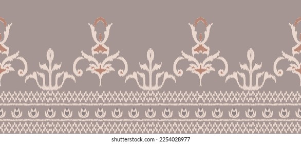 Ikat floral paisley embroidery. Ikkat background.geometric ethnic oriental pattern traditional. Ikat damask style abstract vector illustration.design for texture,fabric,decoration,carpet,saree,sari