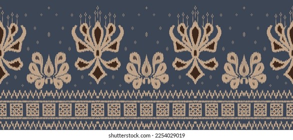 Ikat floral paisley embroidery. Ikkat background.geometric ethnic oriental pattern traditional. textile ikat design abstract vector illustration.design for texture,fabric,decoration,carpet,saree,sari