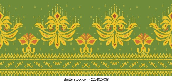 Ikat floral paisley embroidery. Ikkat background.geometric ethnic oriental pattern traditional. ikat motifs vector abstract vector illustration.design for texture,fabric,decoration,carpet,saree,sari
