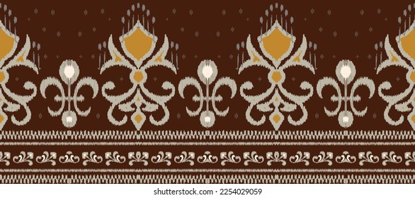 Ikat floral paisley embroidery. Ikkat background.geometric ethnic oriental pattern traditional. ikat print motifs abstract vector illustration.design for texture,fabric,decoration,carpet,saree,sari