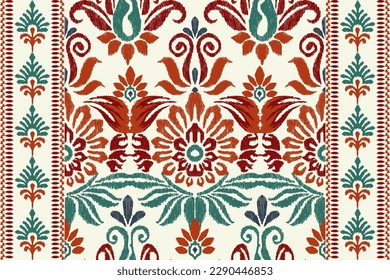Ikat floral paisley embroidery