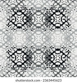 Ikat floral paisley embroidery on white background.  Yarns for sports style. Vector fabric seamless pattern.