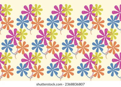 Ikat floral paisley embroidery on pattern traditional.Aztec style abstract vector illustration.design for texture,fabric,clothing,wrapping,decoration.
