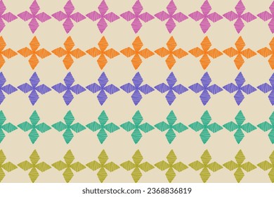 Ikat floral paisley embroidery on pattern traditional.Aztec style abstract vector illustration.design for texture,fabric,clothing,wrapping,decoration.