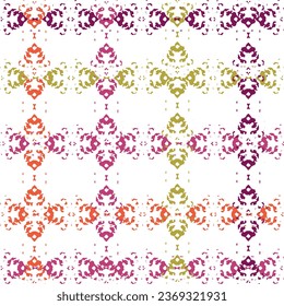 Ikat floral paisley embroidery on white background.Ikat ethnic oriental seamless pattern traditional.  High resolution