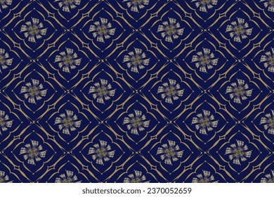 Ikat floral paisley embroidery on pattern traditional.Aztec style abstract vector illustration.design for texture,fabric,clothing,wrapping,decoration.