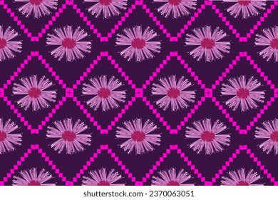 Ikat floral paisley embroidery on pattern traditional.Aztec style abstract vector illustration.design for texture,fabric,clothing,wrapping,decoration.
