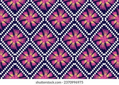 Ikat floral paisley embroidery on pattern traditional.Aztec style abstract vector illustration.design for texture,fabric,clothing,wrapping,decoration.