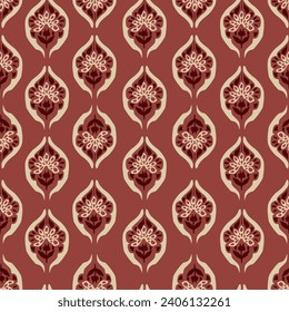 Ikat floral paisley embroidery on navy blue background.geometric ethnic oriental seamless pattern traditional.Aztec style abstract vector illustration
