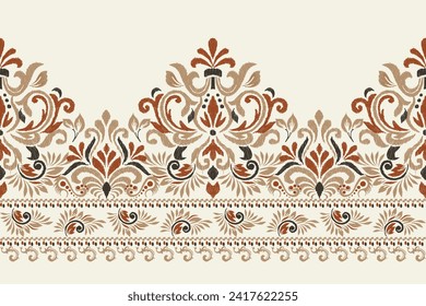 Ikat floral paisley embroidery on white background.Ikat ethnic oriental pattern traditional.Aztec style abstract vector illustration.design for texture,fabric,clothing,wrapping,decoration,scarf,carpet svg
