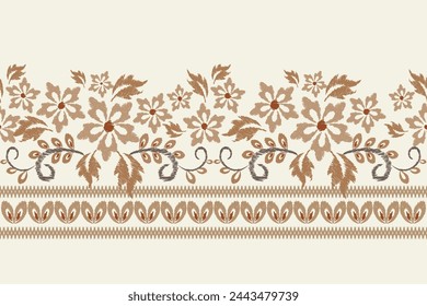 Ikat floral paisley embroidery on a yellow background.Ikat ethnic oriental pattern traditional.Aztec-style abstract vector. design for texture, fabric,clothing, wrapping,decoration, sarong,scarf