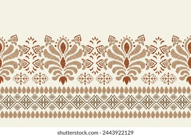 Ikat floral paisley embroidery on a yellow background.Ikat ethnic oriental pattern traditional.Aztec-style abstract vector. design for texture, fabric,clothing, wrapping,decoration, sarong,scarf