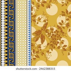 Embroderie de Paisley Florale Ikat sur Fond Blanc. Motif harmonieux D'Origine Orientale Ikat