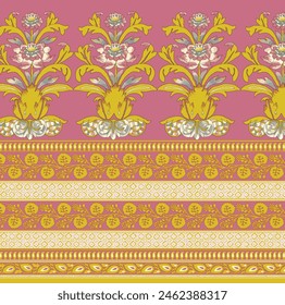 Embroderie de Paisley Florale Ikat sur Fond Blanc. Motif harmonieux D'Origine Orientale Ikat