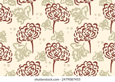 Ikat floral paisley embroidery on white background.Ikat ethnic oriental seamless pattern traditional.Aztec style abstract vector illustration.design for texture,fabric,clothing,wrapping,decoration.