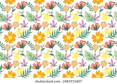 Ikat floral paisley embroidery on white background.Ikat ethnic oriental seamless pattern traditional.Aztec style abstract vector illustration.design for texture,fabric,clothing,wrapping,decoration.