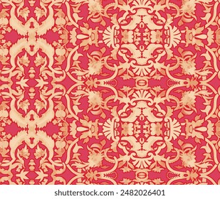 Ikat Floral Paisley Embroidery on White Background. Ikat Ethnic Oriental Seamless Pattern
