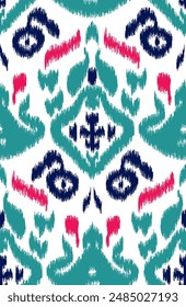Ikat floral paisley embroidery on black background. Ikat ethnic oriental seamless pattern traditional. Aztec style abstract vector illustration. design for texture, fabric, clothing, wrapping.