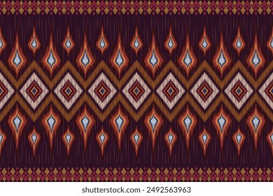 Ikat floral paisley embroidery on white background.Ikat ethnic oriental seamless pattern traditional.Aztec style abstract vector illustration. perfect for texture,fabric,clothing,wrapping,decoration.