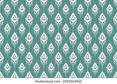 Ikat floral paisley embroidery on white background.Ikat ethnic oriental seamless pattern traditional.Aztec style abstract vector illustration. perfect for texture,fabric,clothing,wrapping,decoration.